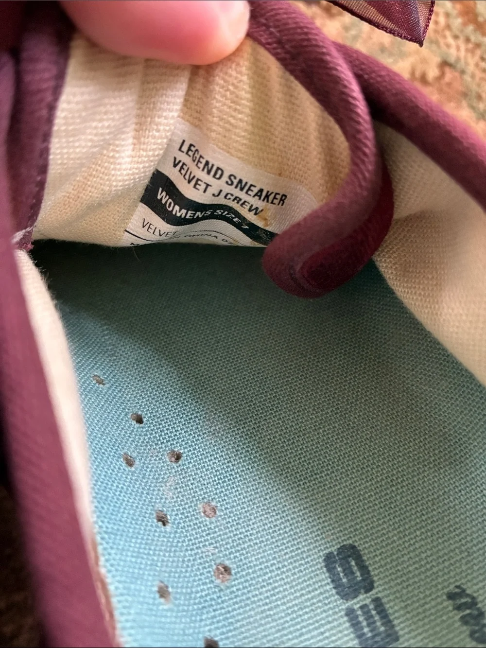 SeaVees for J.Crew Legend Sneakers Burgundy Velvet 7